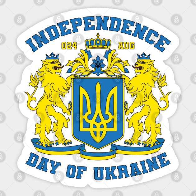 Independence Day Of Ukraine peace sign Ukrainian Lions Coat of Arms tryzub Sticker by Vive Hive Atelier